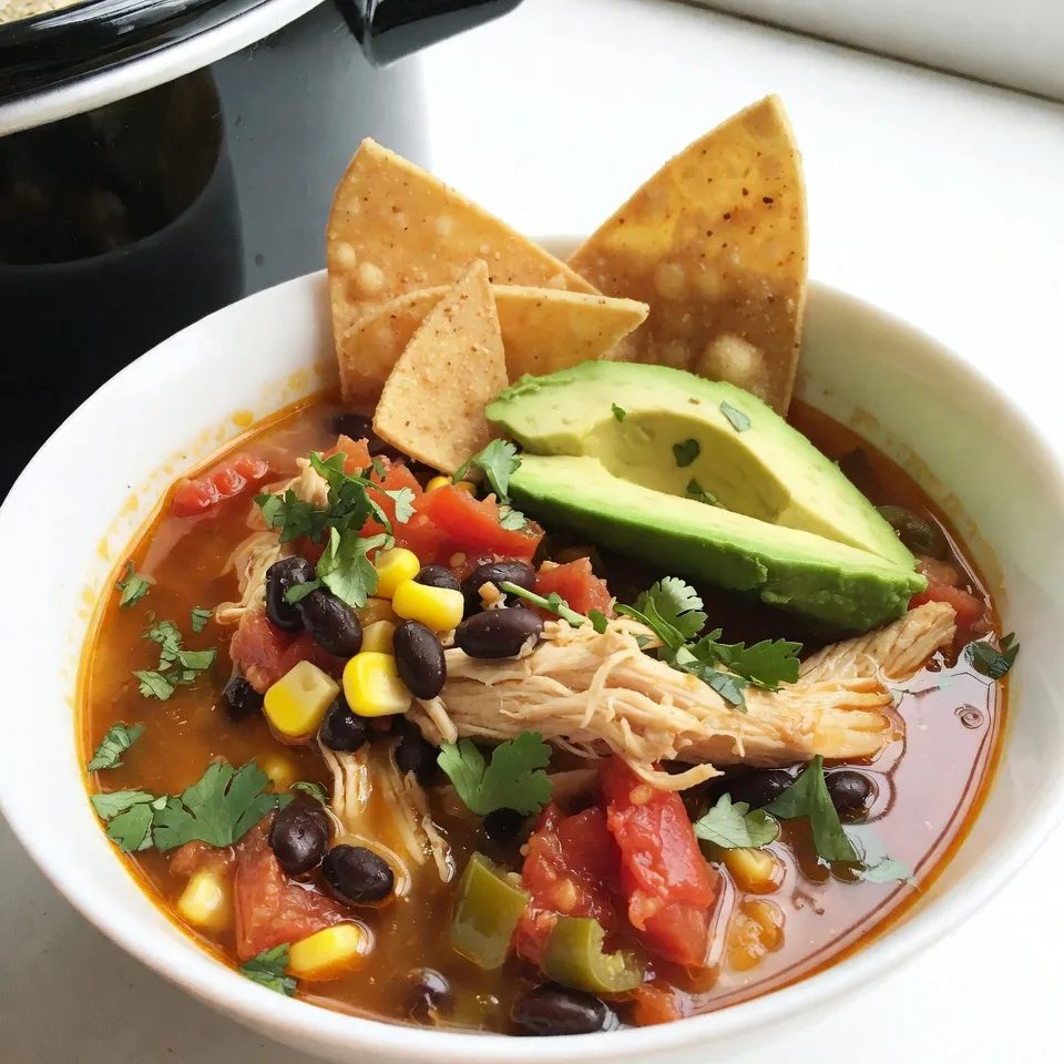 Crockpot Chicken Tortilla Soup Hearty and Flavorful Dish