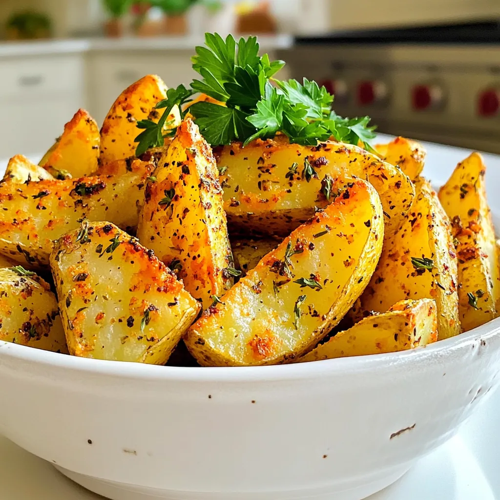 Garlic Herb Potato Wedges Air Fryer Crispy Treat