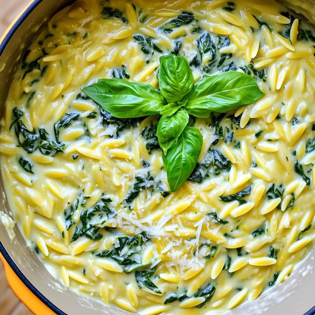 One-Pot Creamy Lemon Spinach Orzo Irresistible Delight