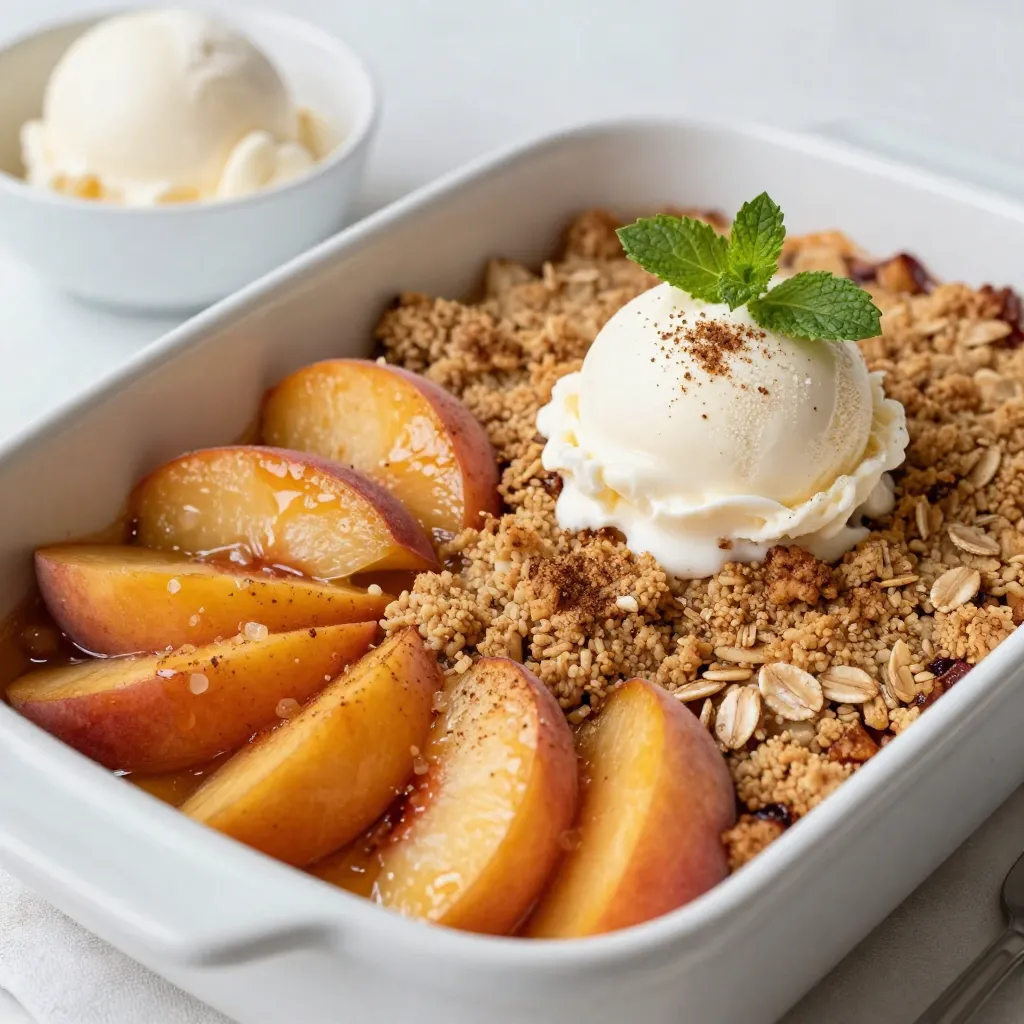 Fresh Peach Cobbler Crumble Delicious Dessert Recipe