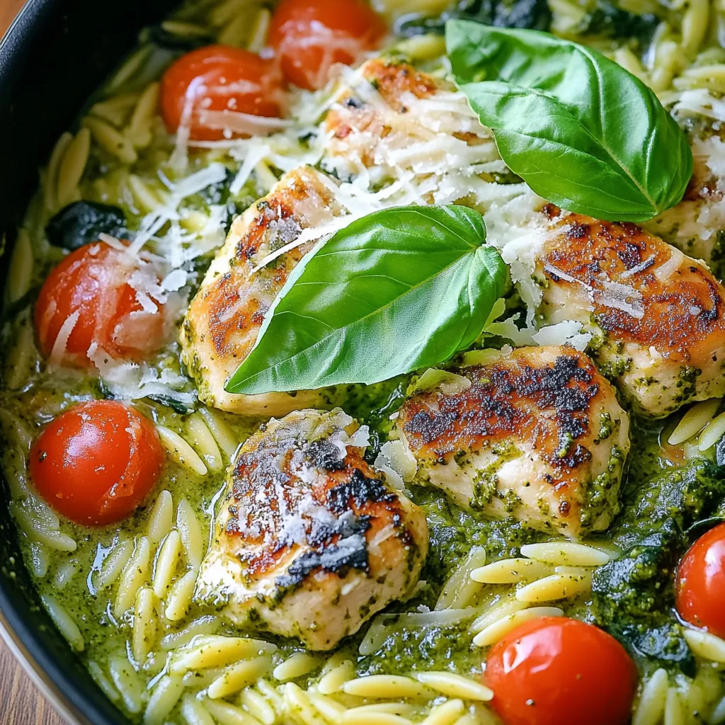 One Pot Creamy Pesto Chicken Orzo Easy Dinner Delight