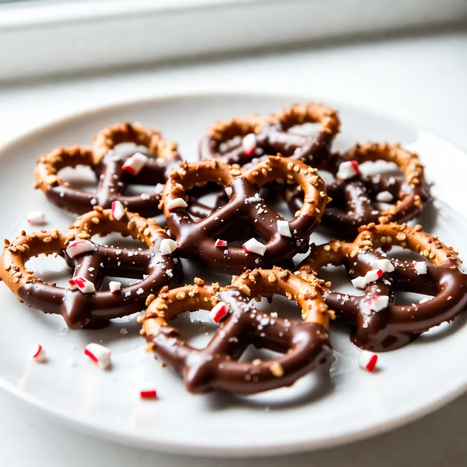 Chocolate Dipped Peppermint Pretzels Crunchy Treat