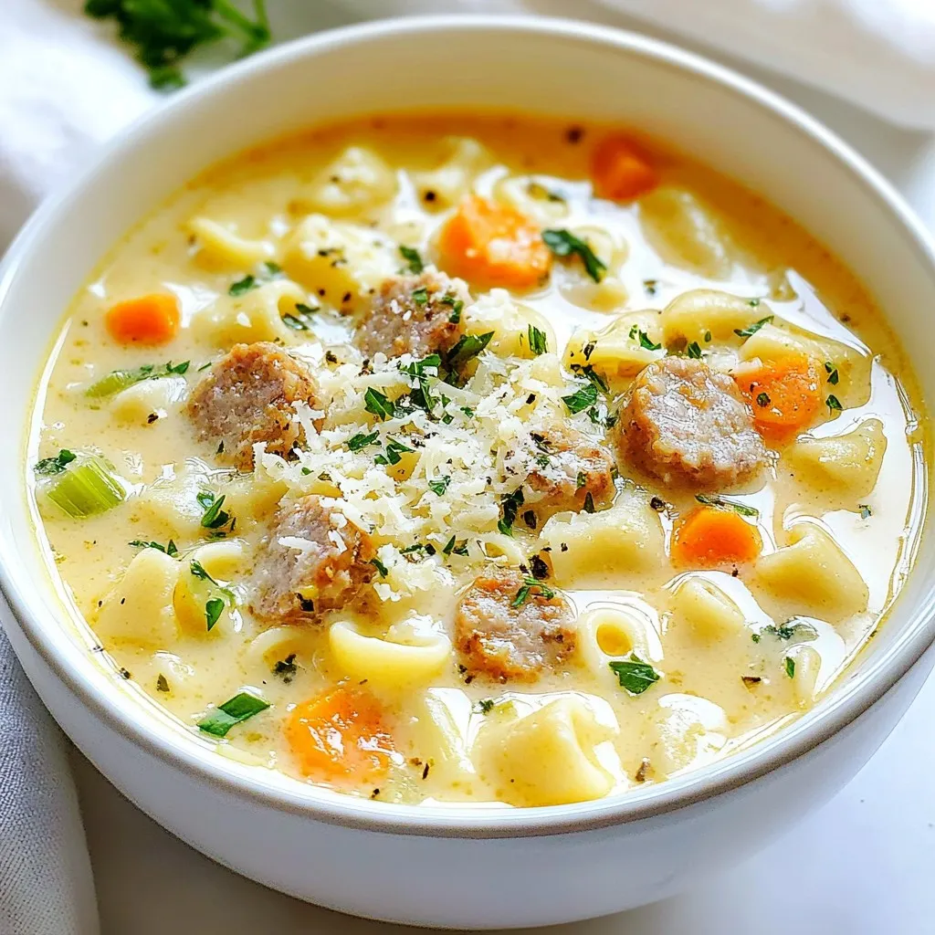 Creamy Parmesan Sausage Ditalini Soup Delight