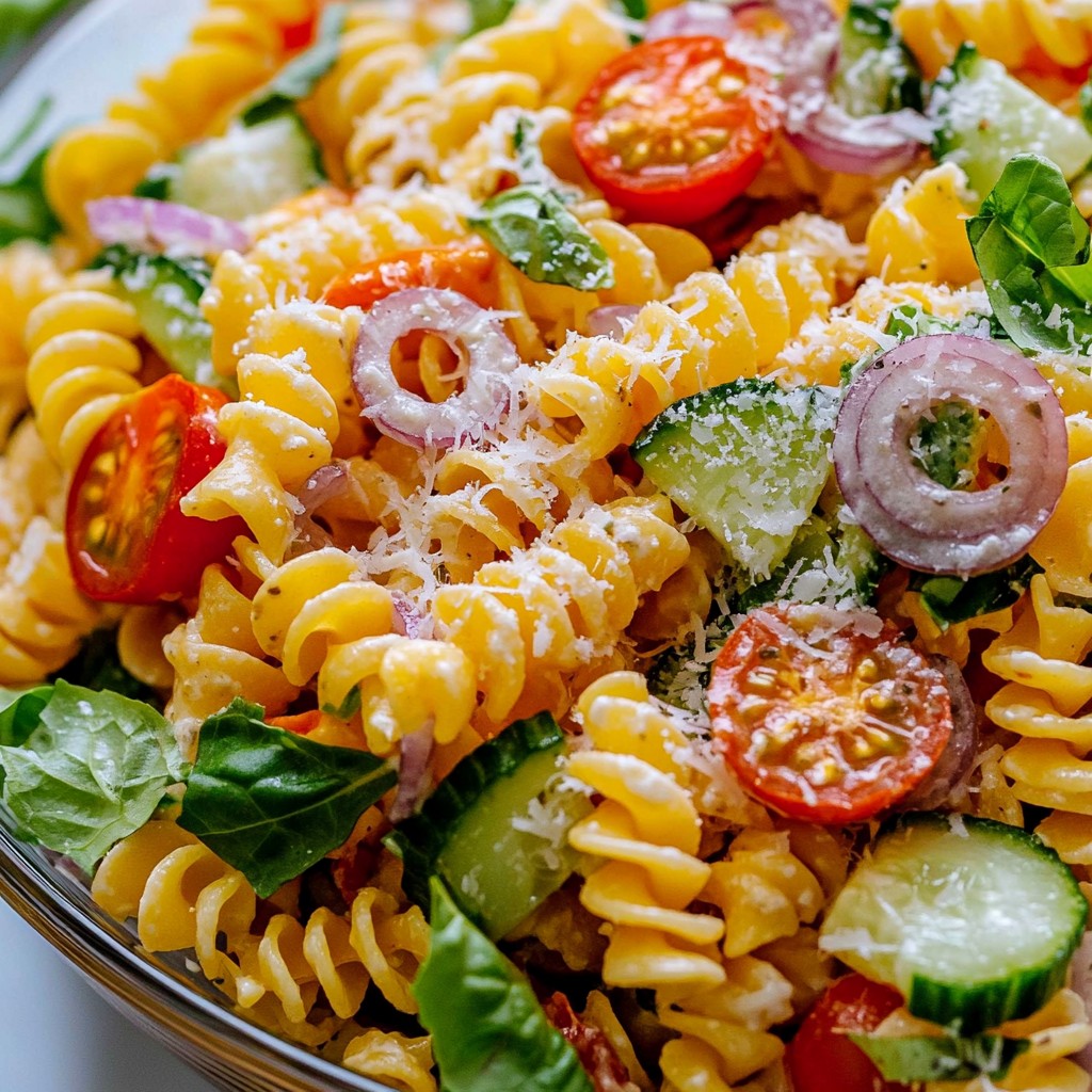 Caesar Pasta Salad Crunchy and Flavorful Dish