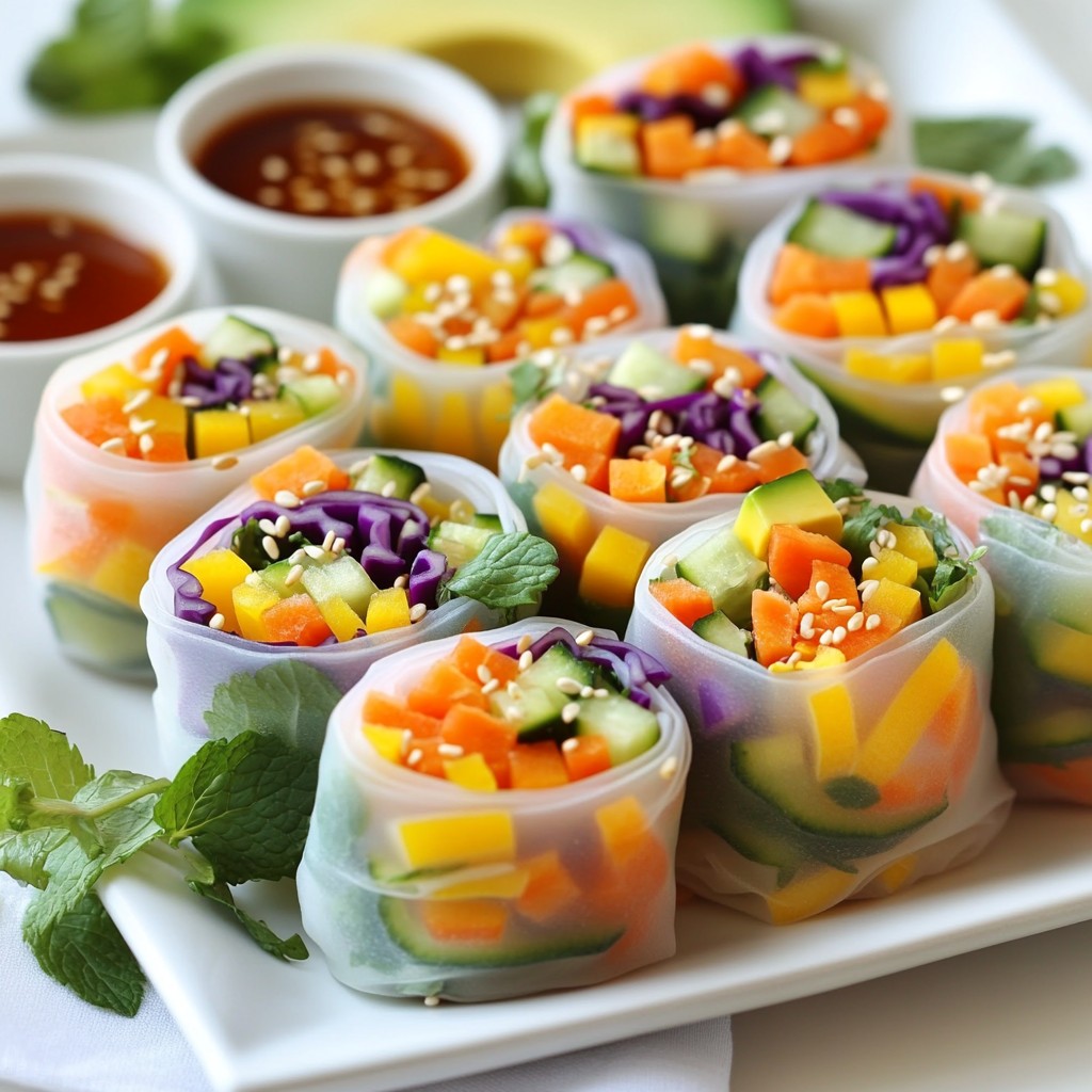 Rainbow Veggie Spring Rolls Healthy and Colorful Dish