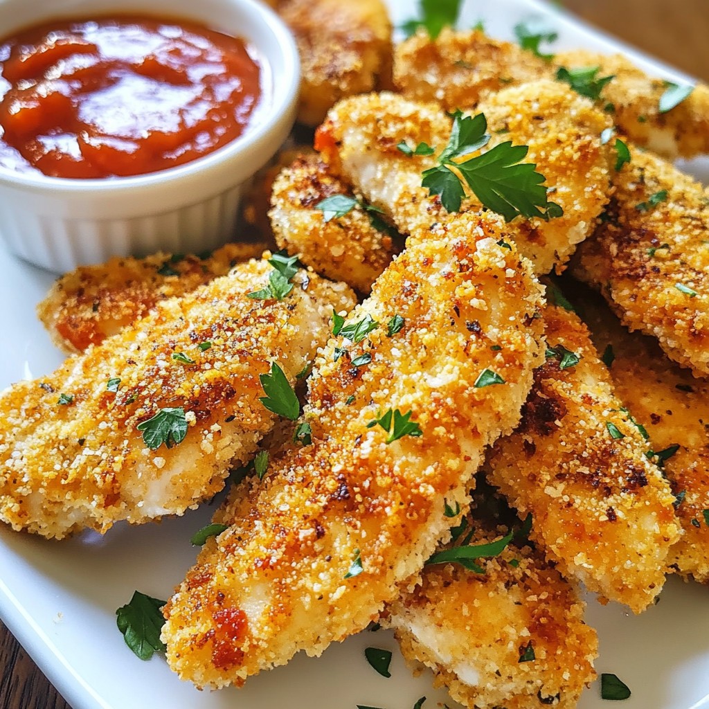 Garlic Parmesan Chicken Tenders Crispy and Delicious