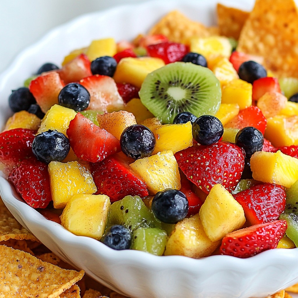 Rainbow Fruit Salsa with Cinnamon Chips Refreshing Treat